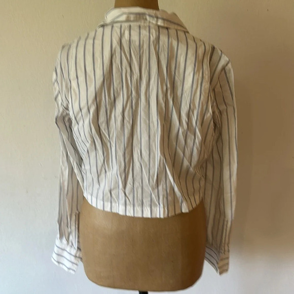 Moussy Vintage sz XS cotton crop striped shirt with vents great pre owned cond - Picture 4 of 8